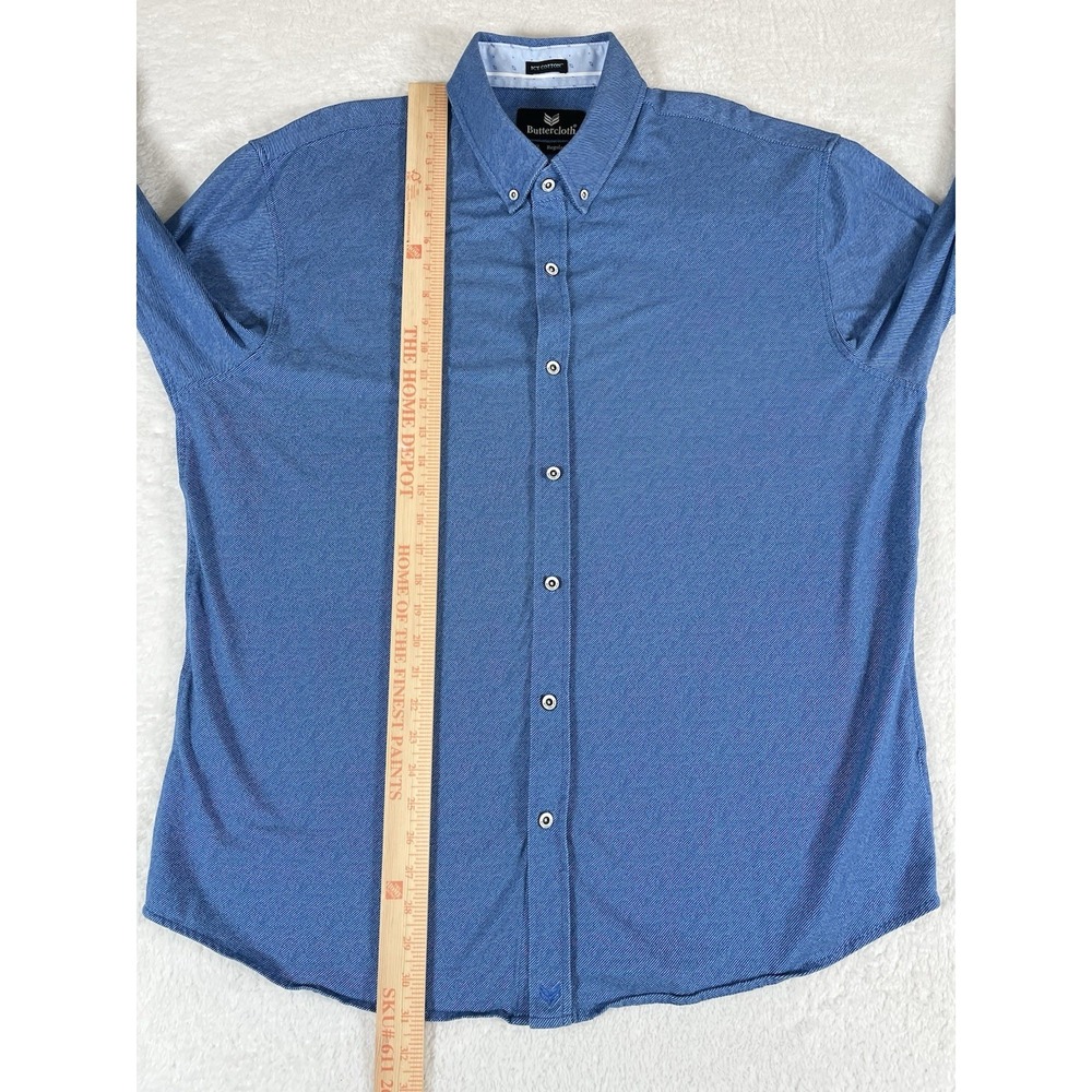 Buttercloth Icy Cotton Reg Fit Blue Button Dwn Stretch Flip Cuff Shirt Men's XXL - Picture 10 of 10